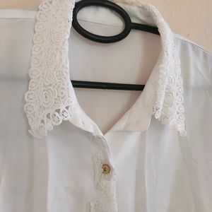 Lace Colar White Tops