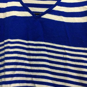 Myntra Blue Striped Sweater