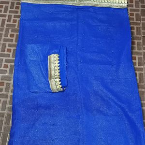 Party Wear Dark Blue Color Saree