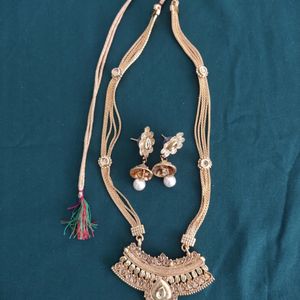 Earrings And Necklace Set, Golden