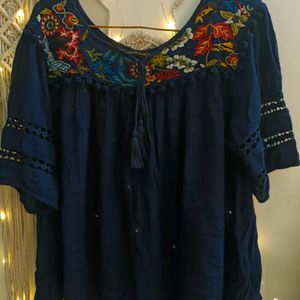 Embroidery Neck Work Top Women