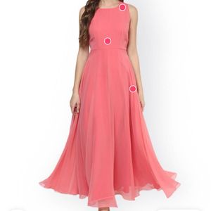 Women Peach Coloured Solid Maxi Dress