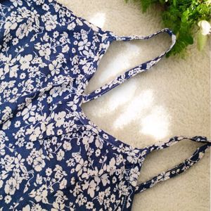 Blue & White Floral Cami Crop Top