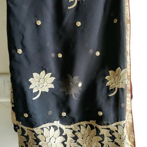 Black Golden Embroidered Saree With Blouse