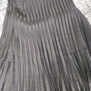 Sassafras Black Pleated Satin Skirt New