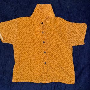 Mustard Yellow Half Sleeves Button Up Top