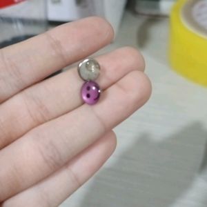 purple smile earring stud