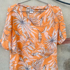 Floral Coral Boxy Top