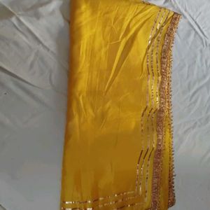 NEW yellow Dupatta With Gota Patti Lace