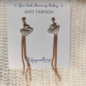 Anti-tarnish Korean Swan Studded Dangling earring