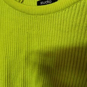 Neon Yellow Crop Sweat Shirt