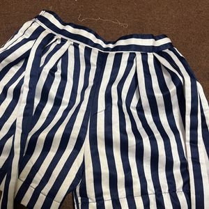 Blue And White Striped Shorts