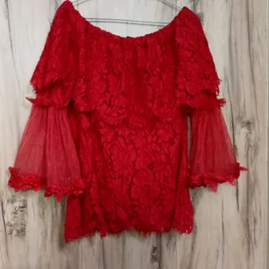 Red Net Top For Women