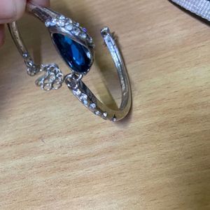 Silver Earrings With Blue Bracelet