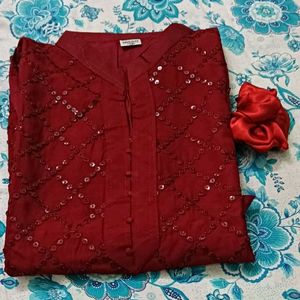 Red/Maroon Straight Kurti