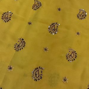 Beautiful Yellow Colour Festive Wear Saree