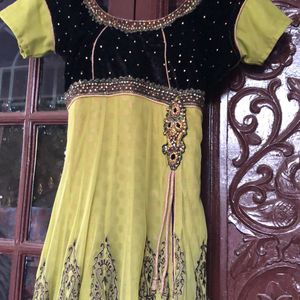 Black And Parrot Green Kurti