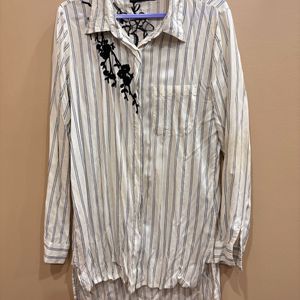 Women Longline Stripped Shirt