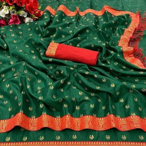 Bottle Green Crepe Saree