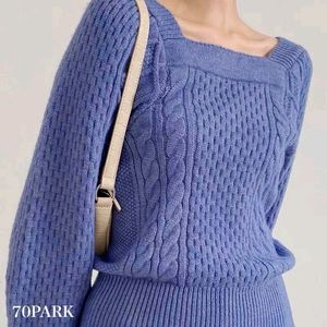 🆕 Square Neck Cable Knit Sweater