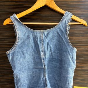 Denim Corset Top With Front Knots