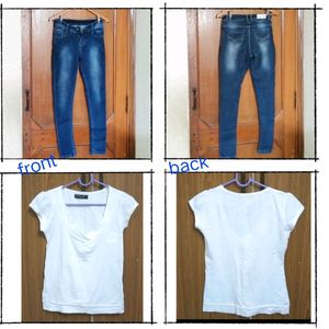 Blue jeans & white Top set for girls/women