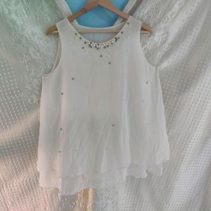 White Colour Designer Top