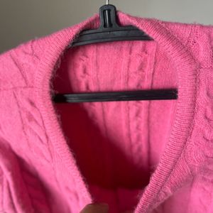 Fuschia Pink Cable Knit Crop Cardigan 🎀