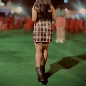 plaid pencil skirt with built in shorts