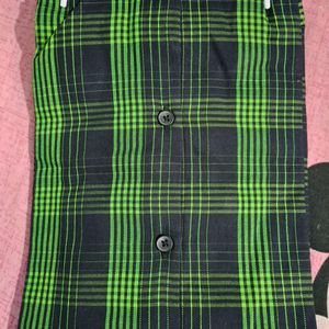 Branded Shirt Black Colour With Green Check Prints