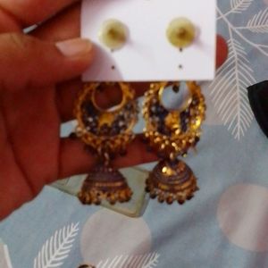Beautiful Jhumki With Heart Line Ring For Men