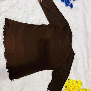 Brown kurti styled top