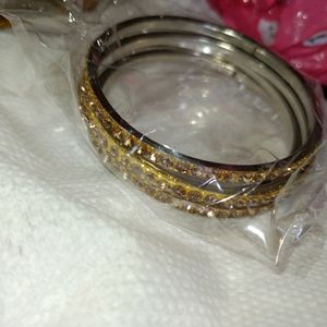 Golden Bangles with shining studs- 2.4 size