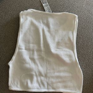 ZARA White Ribbed Tank Top