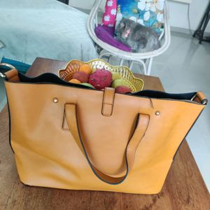 Mustard Brown Tote Bag By Giordano