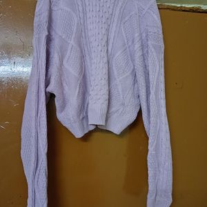 Lavender Korean Cropped Sweater