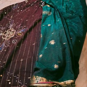 Beautiful Pattu Saree With Hand Work