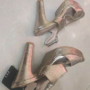 Golden Heeled Sandals - With Tags