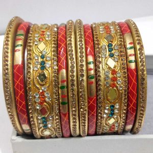 Rajasthani Lac Kundan Bangles Set