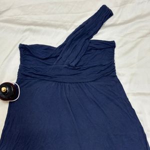 Navy Blue One Shoulder Dress