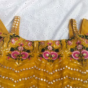 mustard Floral work suit