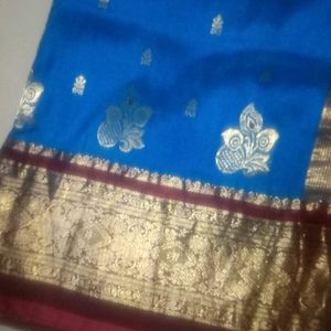 Blue Maroon Kanjivaram Silk Saree