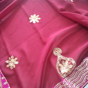 Maroon And Pink Color Saree