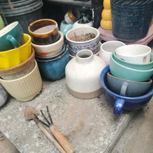 Ceramics And Plastic Pots