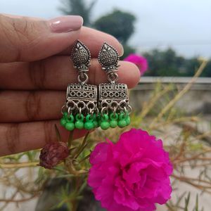 Green Silver Oxidised Jwellary