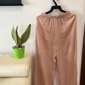 Cute Beige Loungewear Pant w/ Drawstrings & Frills