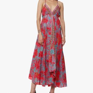 KanhaE Long Bohemian Silk Dress With Open Back