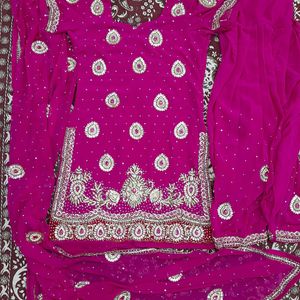 Hot Pink Colour Magenta Suit Salwar With Dupatta