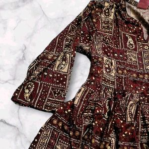 (Diwali Sale🪔)(NEW) Maroon High Low Kurta