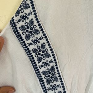 White Embroidered Kaftan Top